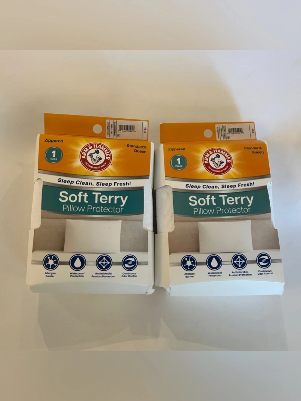 Arm & Hammer Soft Terry Pillow case Protector Waterproof Zipper Closure standard